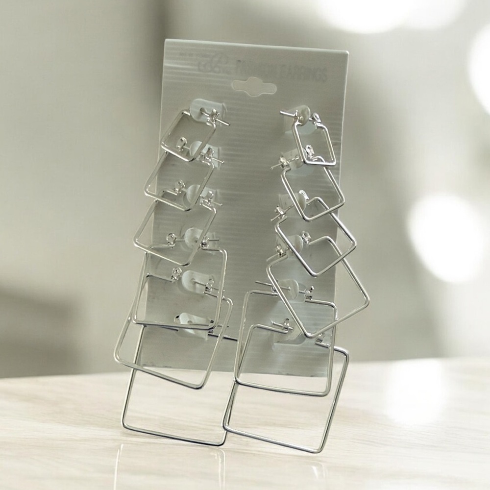 Silver Geometric assortment Fashion jewelry Earrings Set New